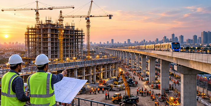 Highway, metro rail and industrial plant construction works