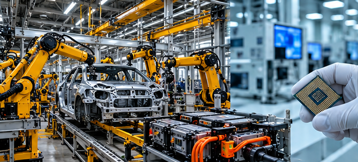 Manufacturing plant floor with automated production and assembly
