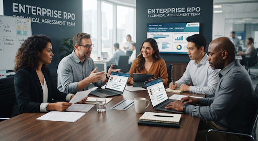 JobTravia consultants reviewing an enterprise talent mandate